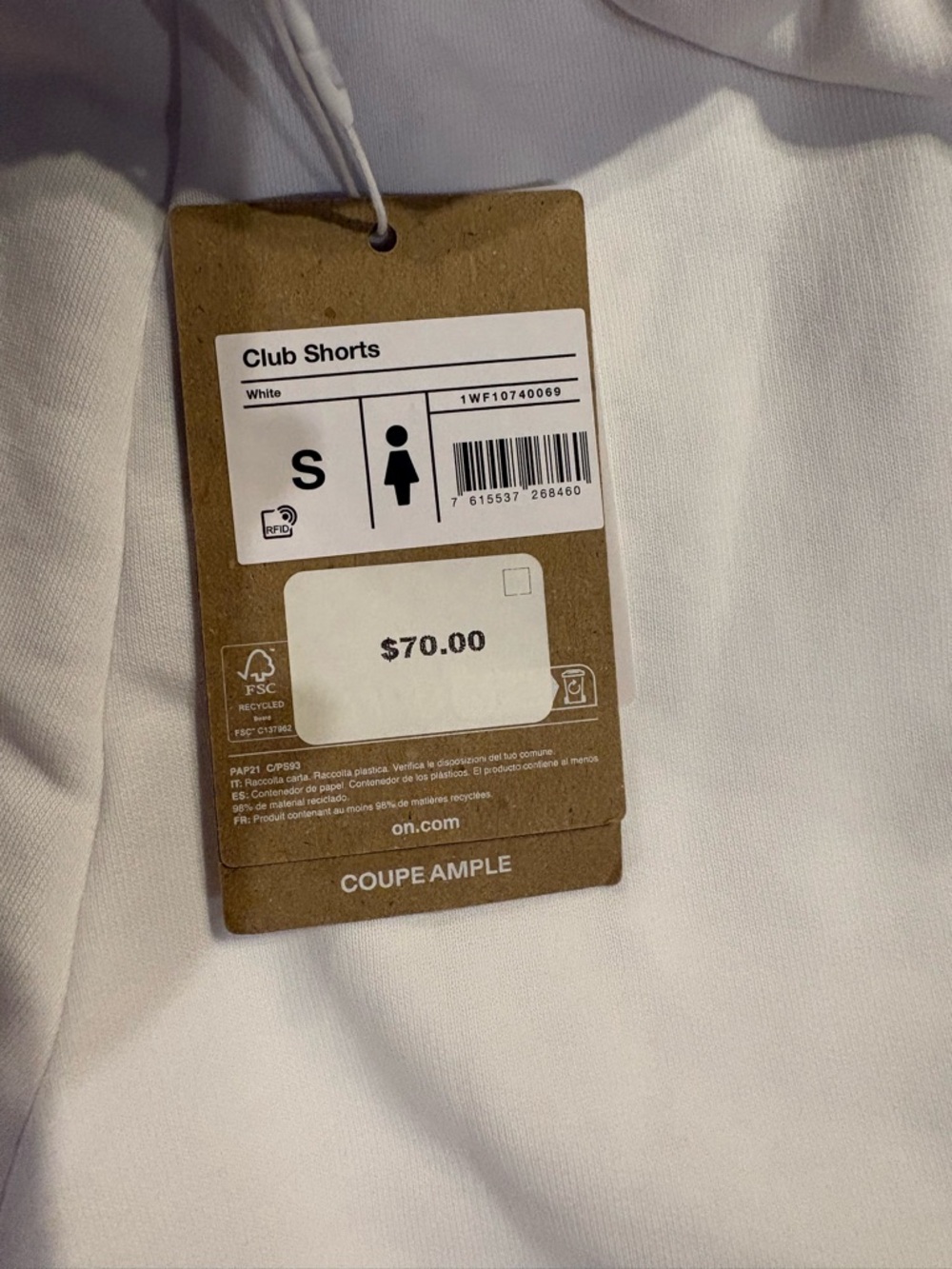 Women's White Elastic-Waist Athletic Shorts - Picture 3 of 3